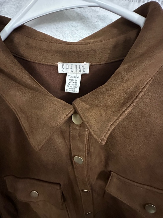 Spense Brown Suede-Look Button Jacket - Picture 13 of 15